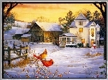Dom, Zima, Ptaki, Kardynały, Boże, Narodzenie