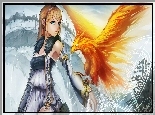 Fantasy, Kobieta, Ognisty, Ptak, Feniks