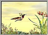 Koliber, Kwiaty, 3D
