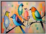 Ptaki, Grafika, Kolorowa